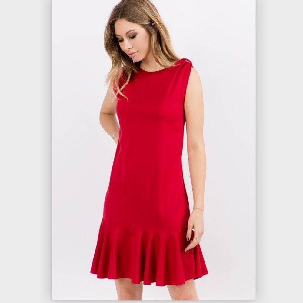 RUFFLE HEM SLEEVELESS DRESS